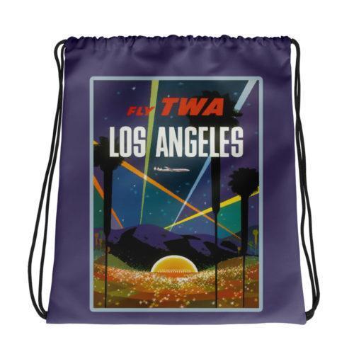 TWA Vintage Ad Los Angeles Drawstring bag