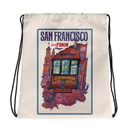 TWA vintage poster San-Francisco Drawstring bag