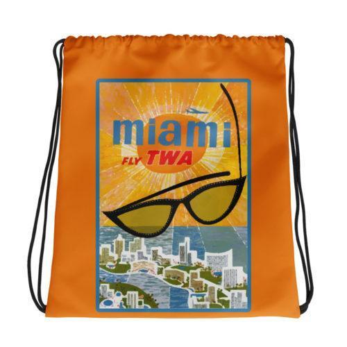 TWA Vintage Ad Miami Drawstring bag
