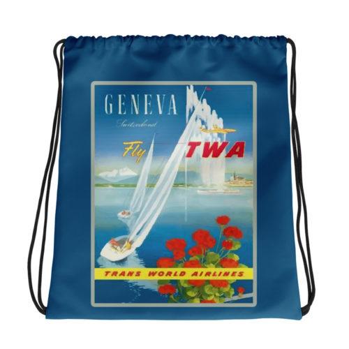 TWA Vintage Ad Geneva Drawstring bag