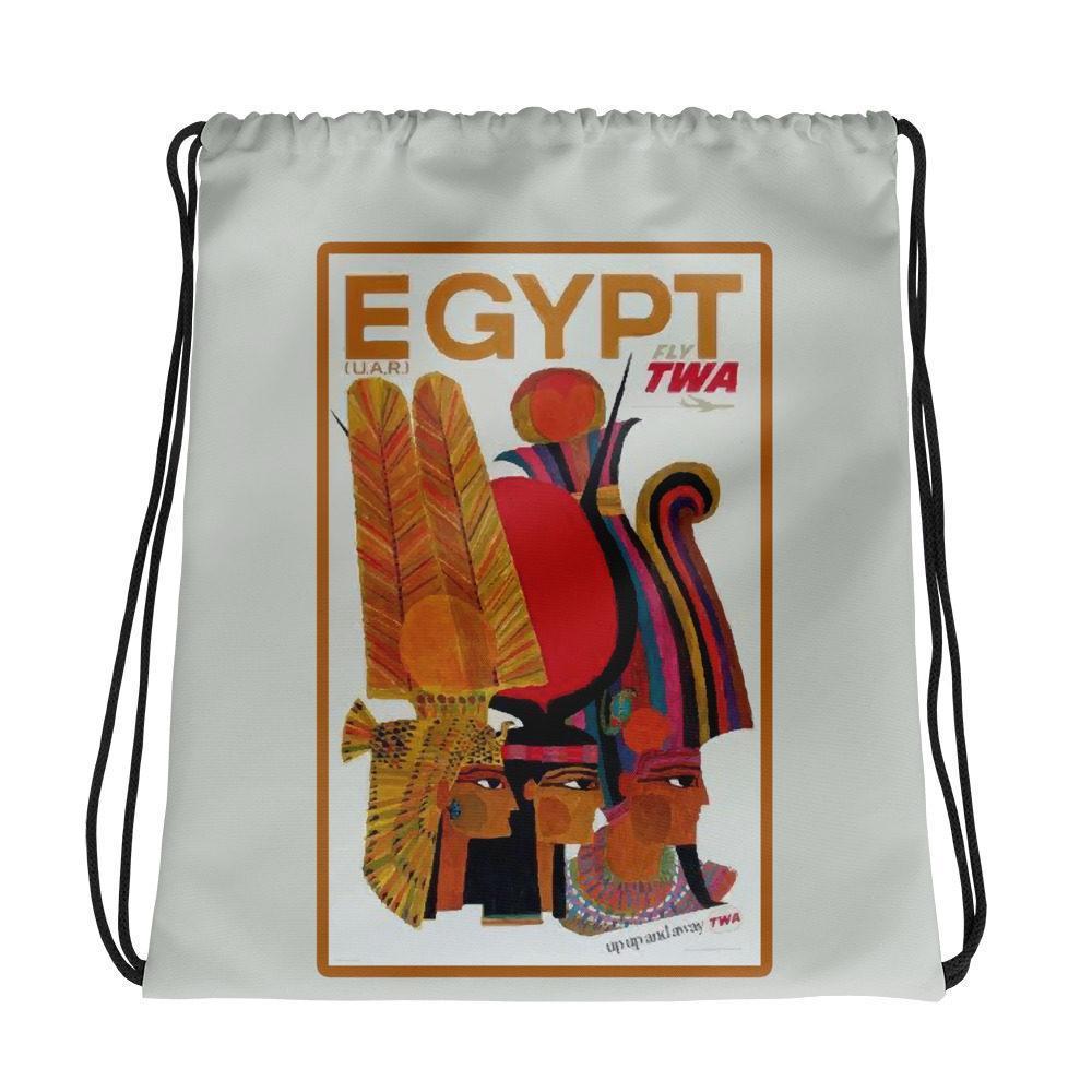TWA Vintage Ad Egypt Drawstring bag