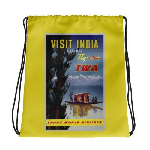 TWA Vintage Ad Insia Kashmir Drawstring bag