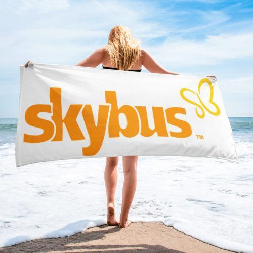 Skybus Airlines  Orange on White Beach Towel
