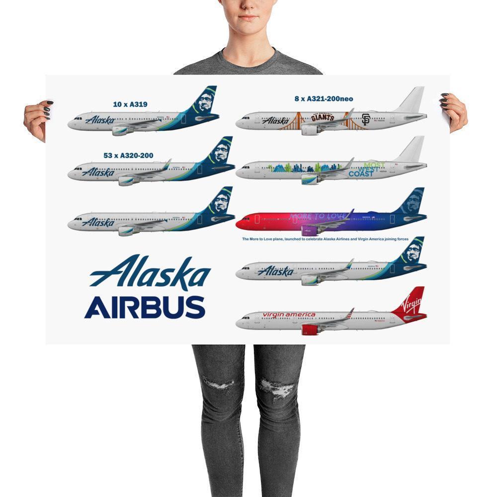 Alaska Airlines Airbus fleet Fan Art Poster