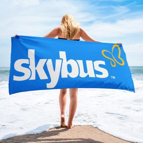 Skybus Airlines White on Blue Beach Towel