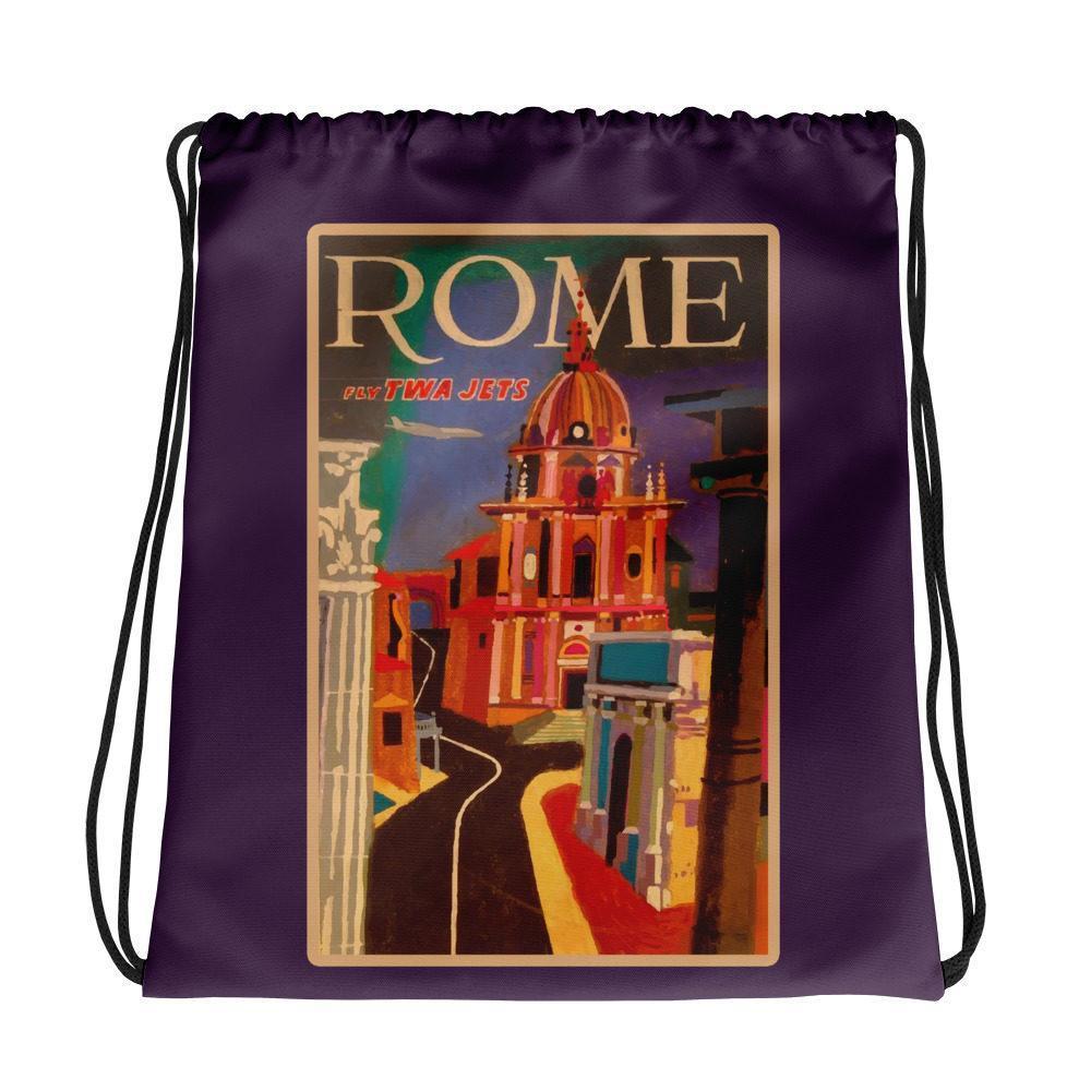 TWA vintage Ad Rome Drawstring bag
