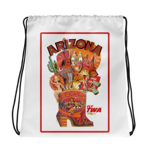 TWA Vintage Ad Arizona Drawstring bag