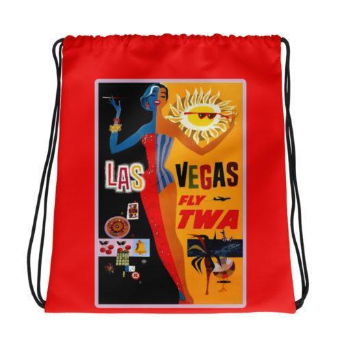 TWA Vintage Ad Las Vegas Drawstring bag