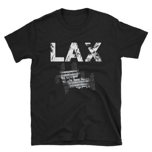 LAX Los Angeles International Airport Diagram Gildan 64000 Unisex Softstyle T-Shirt White Script