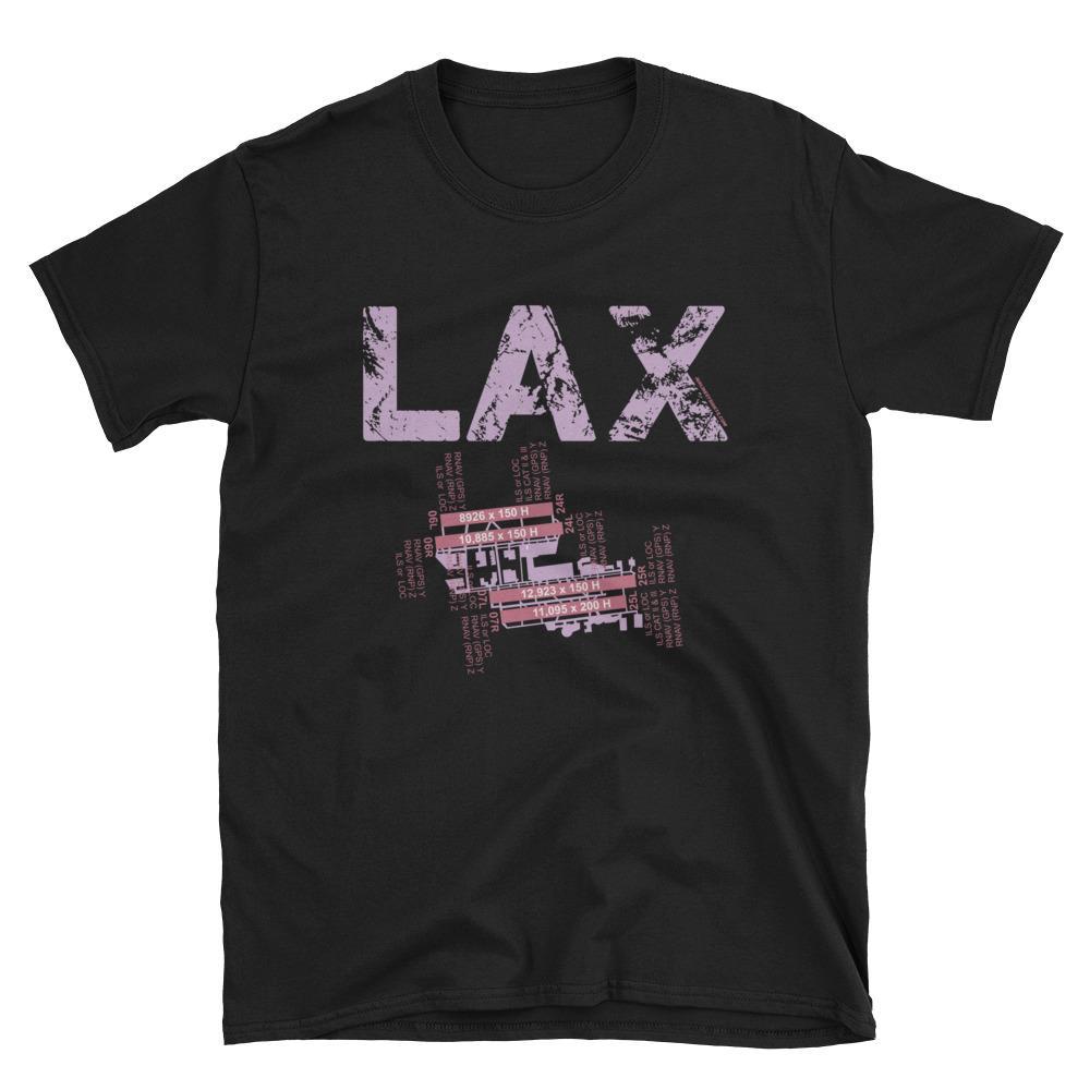 LAX Los Angeles International Airport Diagram Gildan 64000 Unisex Softstyle T-Shirt pink-ish