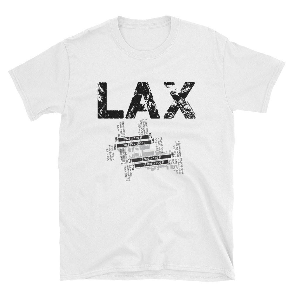 LAX Los Angeles International Airport Runway Diagram Gildan 64000 Unisex Softstyle T-Shirt