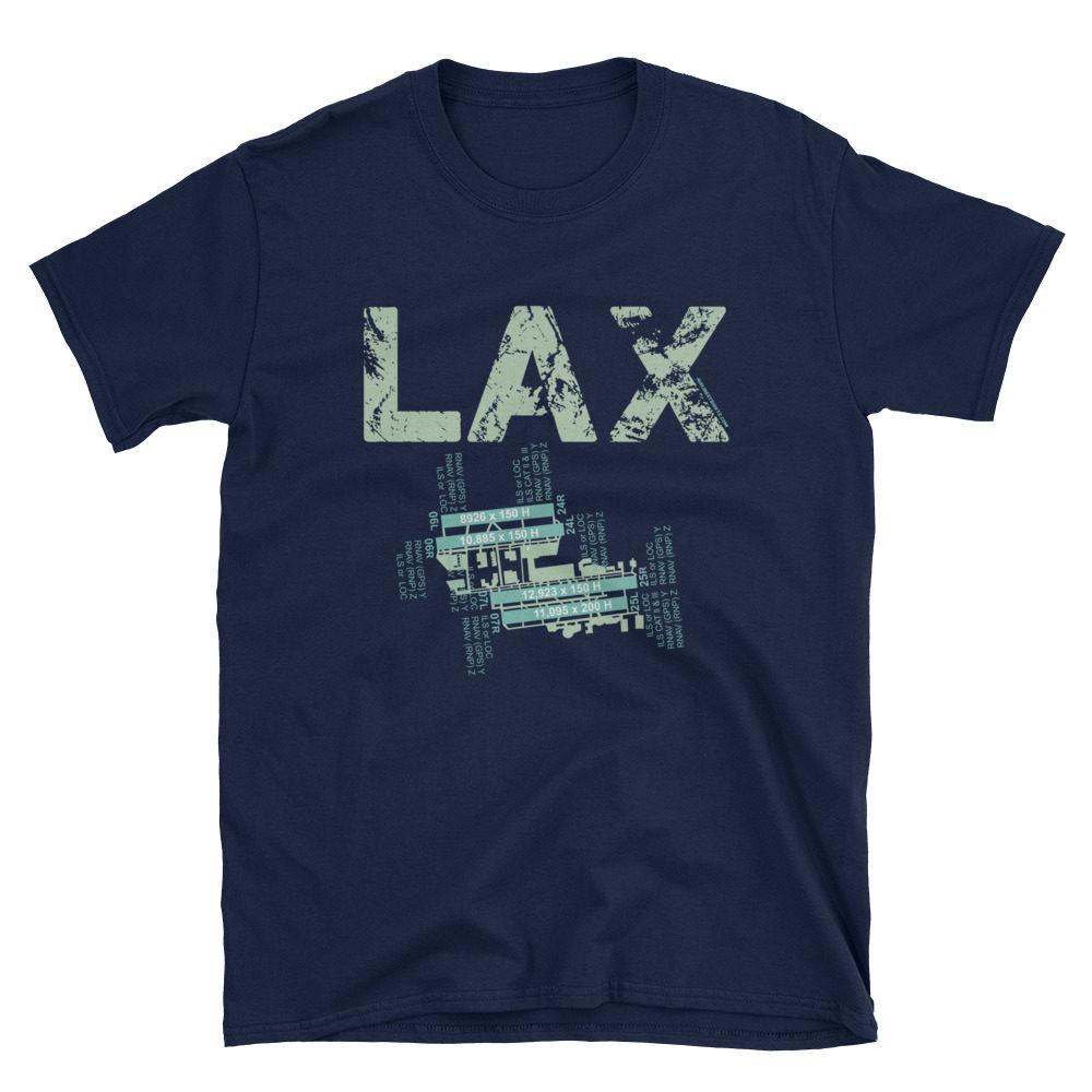 LAX Los Angeles International Airport Diagram Gildan 64000 Unisex Softstyle T-Shirt Blue-ish