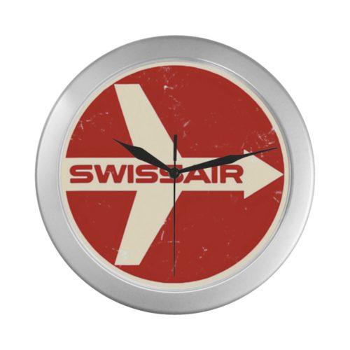 Swissair Vintage Silver Color Wall Clock