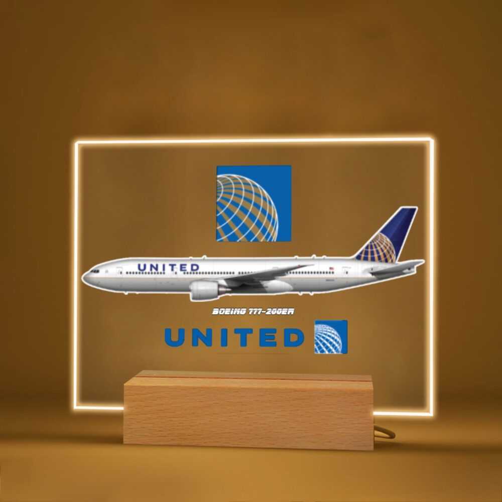 United Airlines Acrylic Print with Light