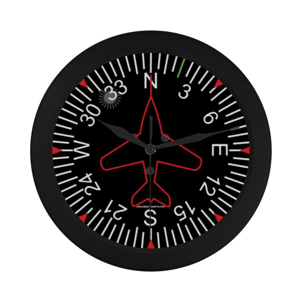 Heading Indicator Wall Clock Black Color