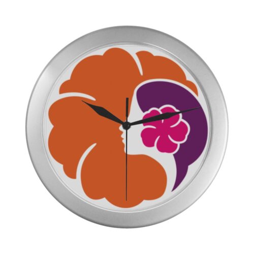 Hawaiian Vintage Silver Color Wall Clock