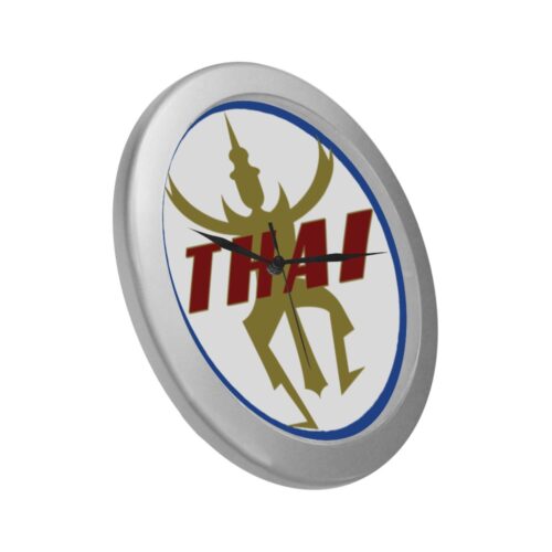 Thaï Airways Vintage logo Silver Color Wall Clock Alternative view of Thaï Airways Vintage logo Silver Color Wall Clock