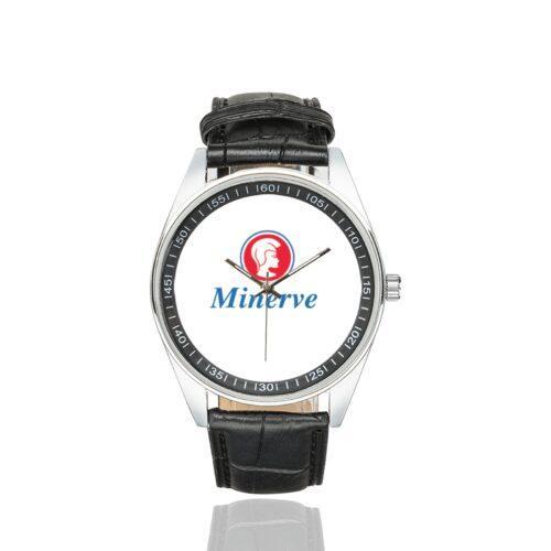 Minerve Airlines Vintage Logo Casual Faux Leather Strap Watch Alternative view of Minerve Airlines Vintage Logo Casual Faux Leather Strap Watch