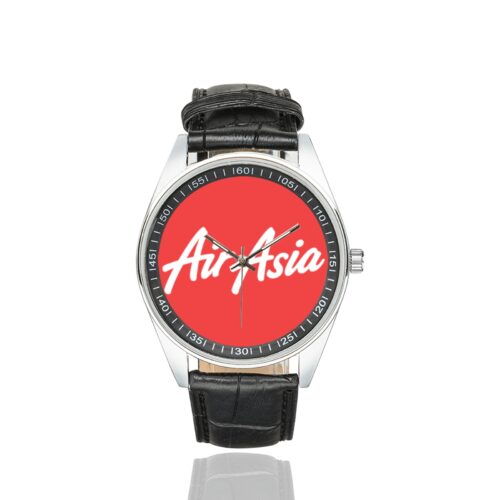 Air Asia Logo Casual Faux Leather Strap Watch Alternative view of Air Asia Logo Casual Faux Leather Strap Watch