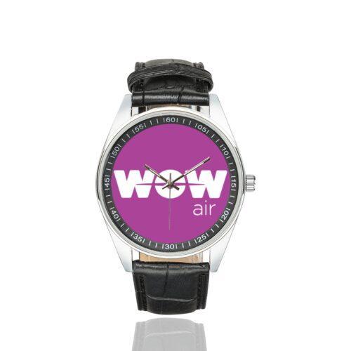 Wow Air Logo Casual Faux Leather Strap Watch Alternative view of Wow Air Logo Casual Faux Leather Strap Watch