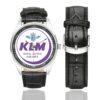 KLM 1951 Vintage Logo Casual Faux Leather Strap Watch
