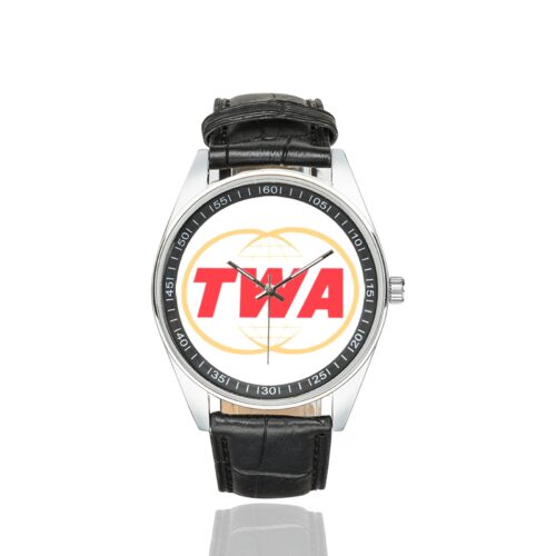 TWA Airlines Vintage Logo Casual Faux Leather Strap Watch Alternative view of TWA Airlines Vintage Logo Casual Faux Leather Strap Watch