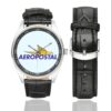 Aeropostal Logo Casual Faux Leather Strap Watch