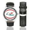 Lake Central Vintage Logo 2 Casual Faux Leather Strap Watch