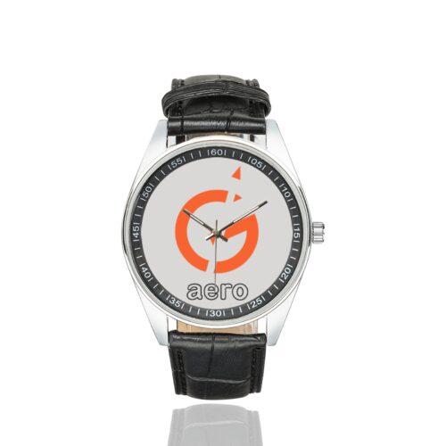 Aerogem Aviation Logo Casual Faux Leather Strap Watch Alternative view of Aerogem Aviation Logo Casual Faux Leather Strap Watch