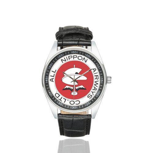 All Nippon Airways ANA Vintage Logo Casual Faux Leather Strap Watch Alternative view of All Nippon Airways ANA Vintage Logo Casual Faux Leather Strap Watch
