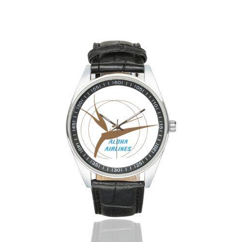 Aloha Airlines 1957 Vintage Logo Casual Faux Leather Strap Watch Alternative view of Aloha Airlines 1957 Vintage Logo Casual Faux Leather Strap Watch