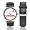 US Air Vintage Logo Casual Faux Leather Strap Watch