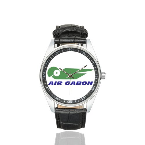 Air Gabon Vintage Logo Casual Faux Leather Strap Watch Alternative view of Air Gabon Vintage Logo Casual Faux Leather Strap Watch