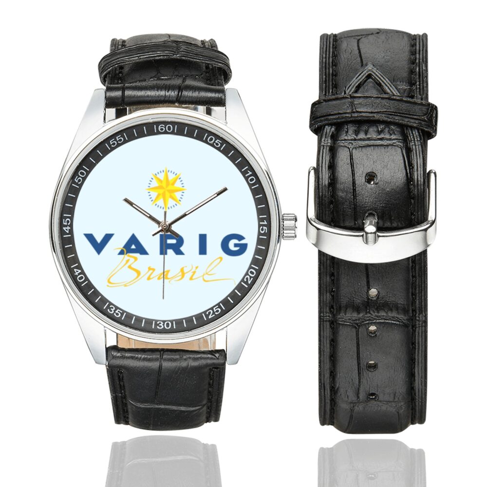 Varig Vintage Logo Casual Faux Leather Strap Watch