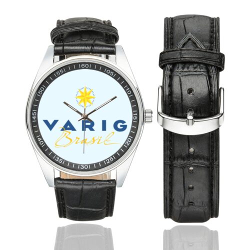 Varig Vintage Logo Casual Faux Leather Strap Watch