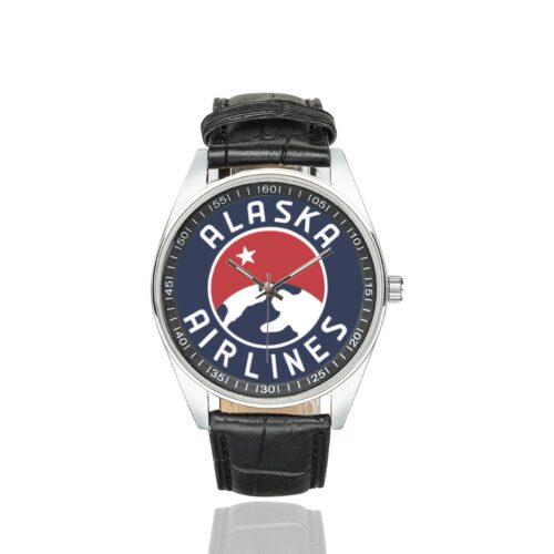 Alaska Airlines Vintage Logo Casual Faux Leather Strap Watch Alternative view of Alaska Airlines Vintage Logo Casual Faux Leather Strap Watch