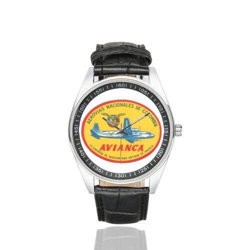 Avianca 1940 Vintage Logo Casual Faux Leather Strap Watch Alternative view of Avianca 1940 Vintage Logo Casual Faux Leather Strap Watch
