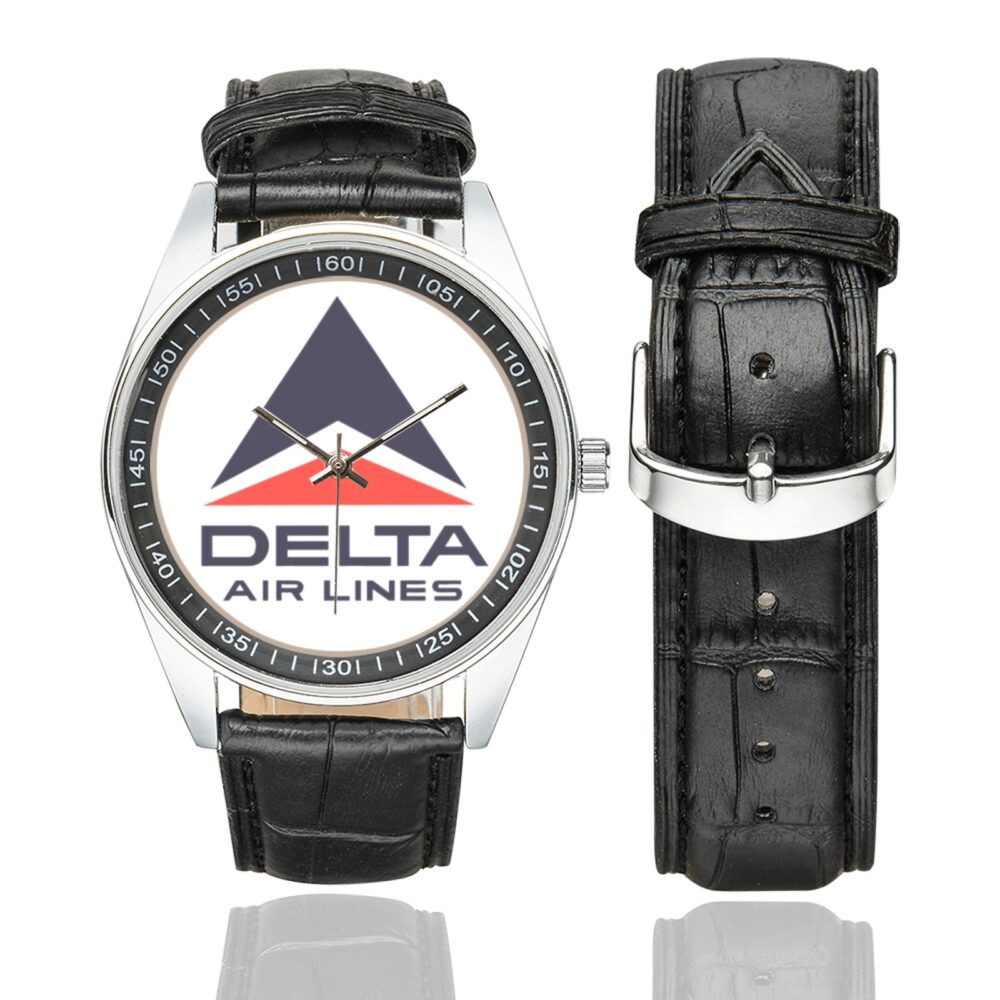 Delta Airlines 1963-93 Vintage logo Casual Faux Leather Strap Watch