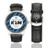 KLM 1958 Vintage Logo Casual Faux Leather Strap Watch