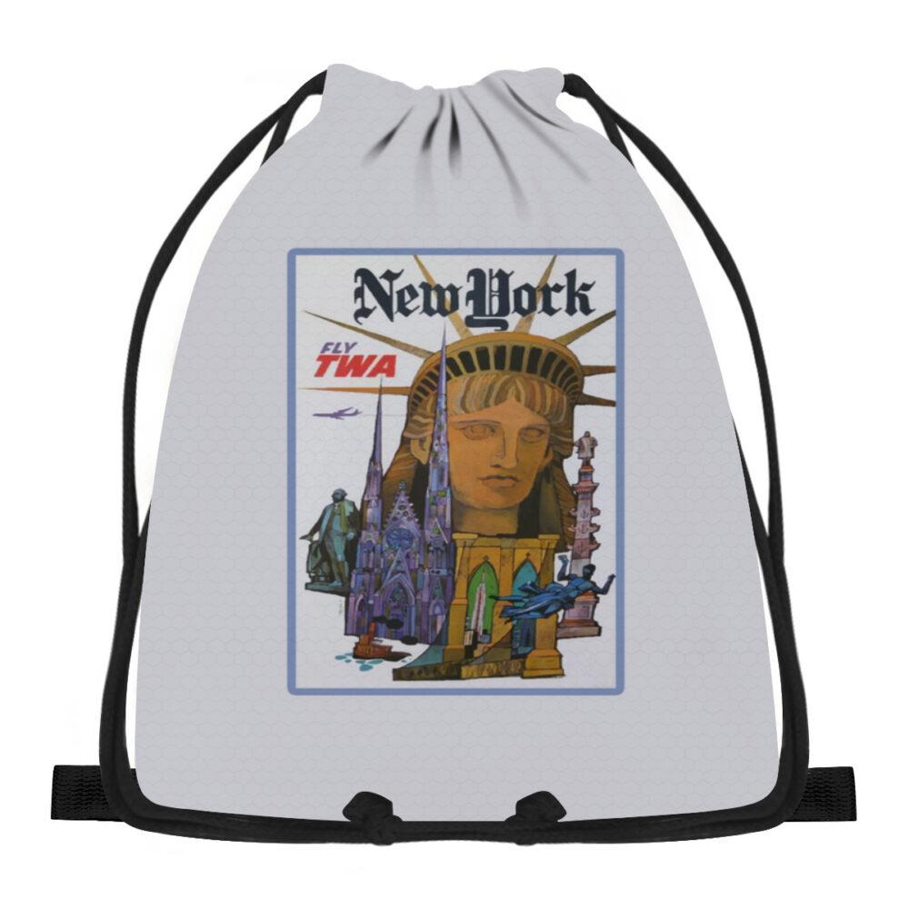 Vintage TWA Poster Large Grey Drawstring Bag