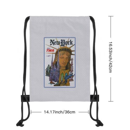 Vintage TWA Poster Large Grey Drawstring Bag