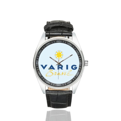 Varig Vintage Logo Casual Faux Leather Strap Watch Alternative view of Varig Vintage Logo Casual Faux Leather Strap Watch