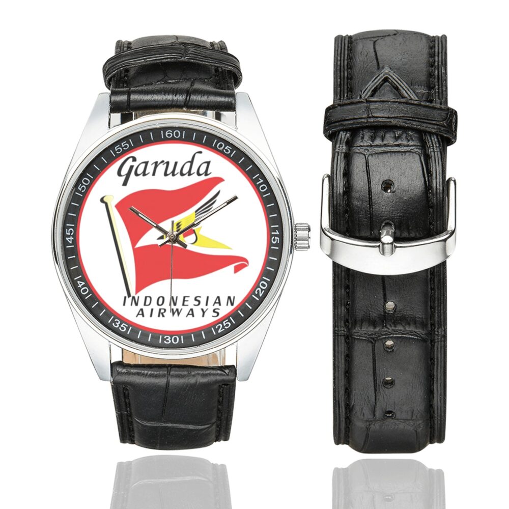 Garuda Airlines Vintage Logo Casual Faux Leather Strap Watch