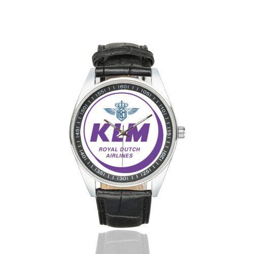 KLM 1951 Vintage Logo Casual Faux Leather Strap Watch Alternative view of KLM 1951 Vintage Logo Casual Faux Leather Strap Watch