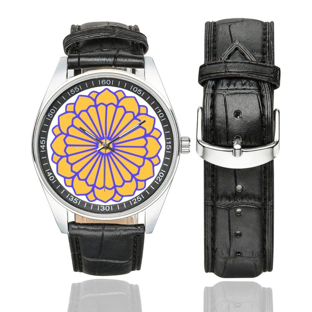 Myanmar Airway Logo Casual Faux Leather Strap Watch