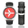 Helvetic Airways Logo Casual Faux Leather Strap Watch