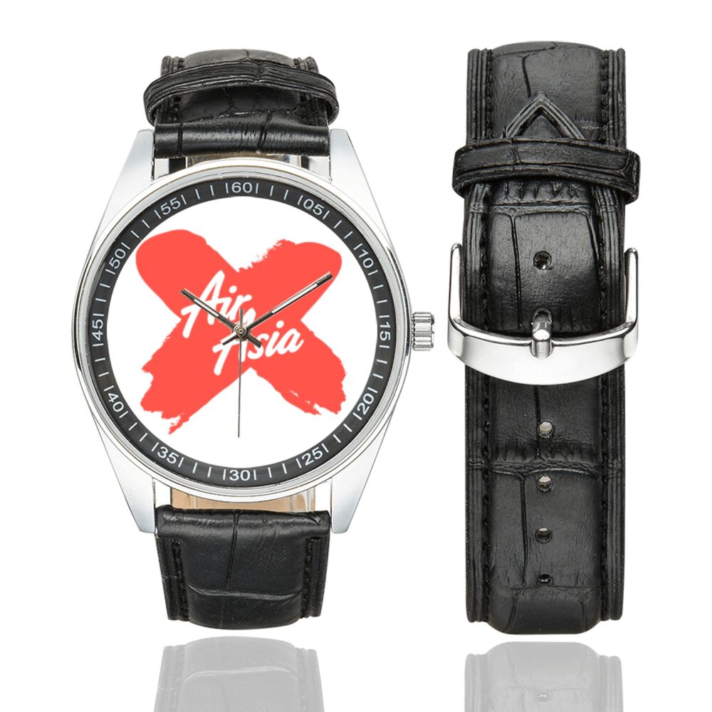 Air Asia X Logo Casual Faux Leather Strap Watch