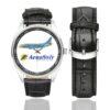 AeroSvit Ukrainian Airlines Logo Casual Faux Leather Strap Watch