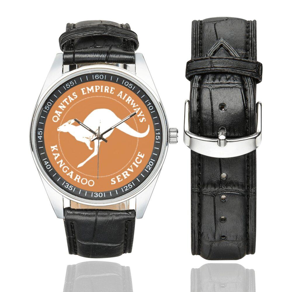 Qantas 1944 Vintage Logo Casual Faux Leather Strap Watch