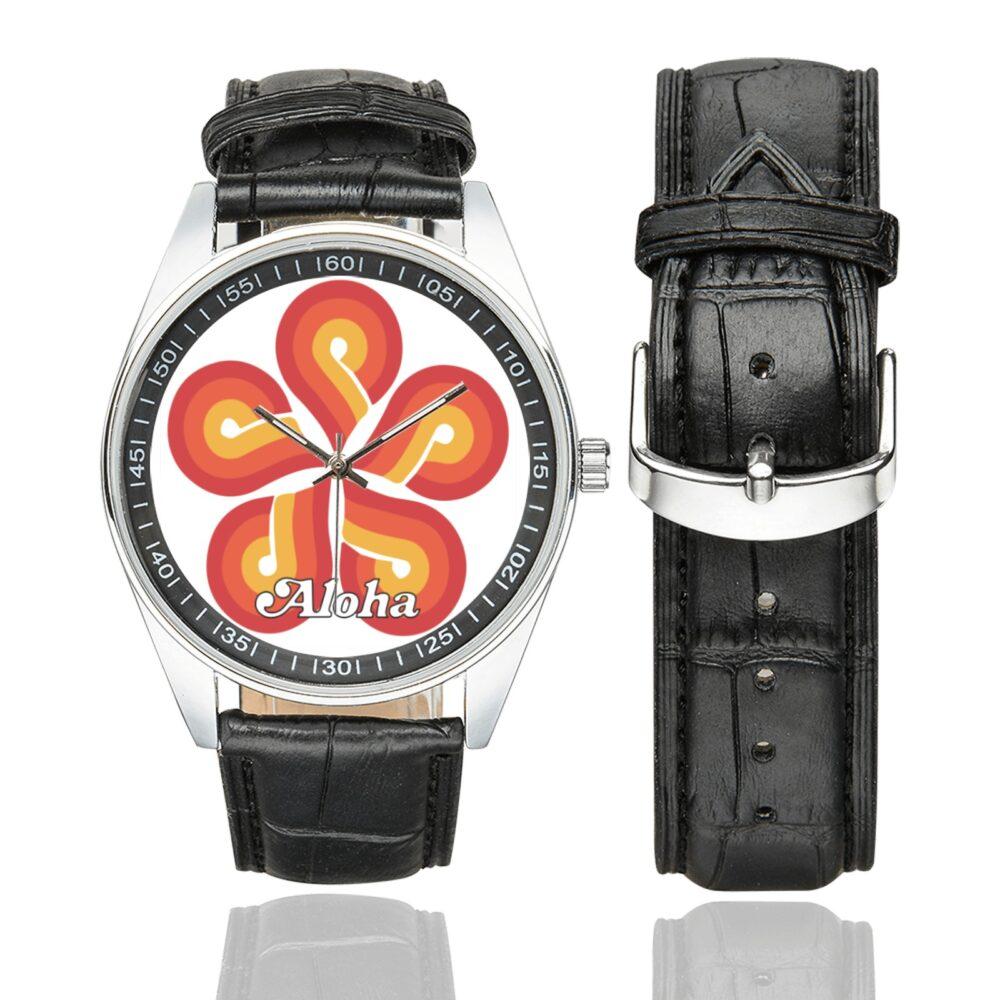Aloha Airlines 1979 Vintage Logo Casual Faux Leather Strap Watch